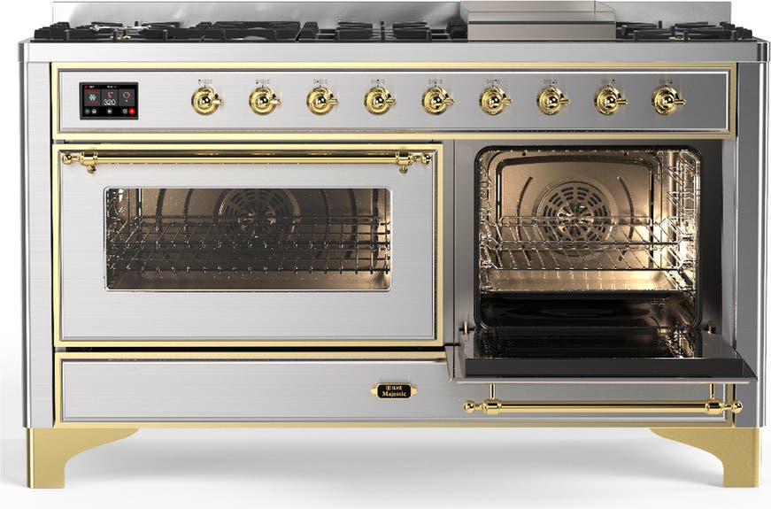 Ilve UM60FNR3SSG Stainless Steel With Brass Trim, Natural Gas