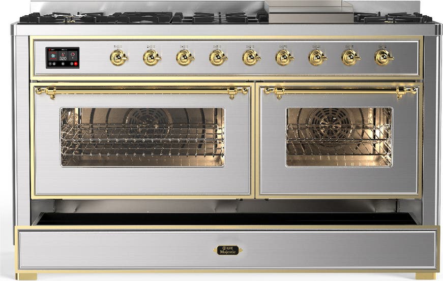 Ilve UM60FNR3SSG Stainless Steel With Brass Trim, Natural Gas
