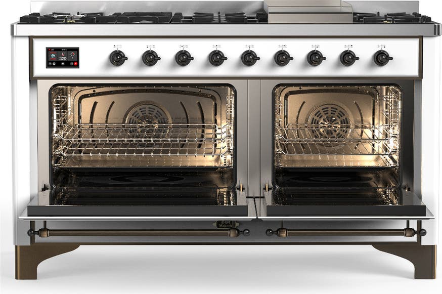 Ilve UM60FNR3WHBLP White With Burnished Trim, Liquid Propane