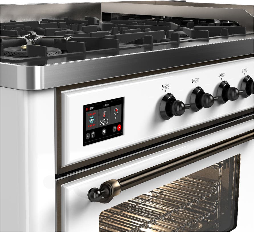 Ilve UM60FNR3WHBLP White With Burnished Trim, Liquid Propane
