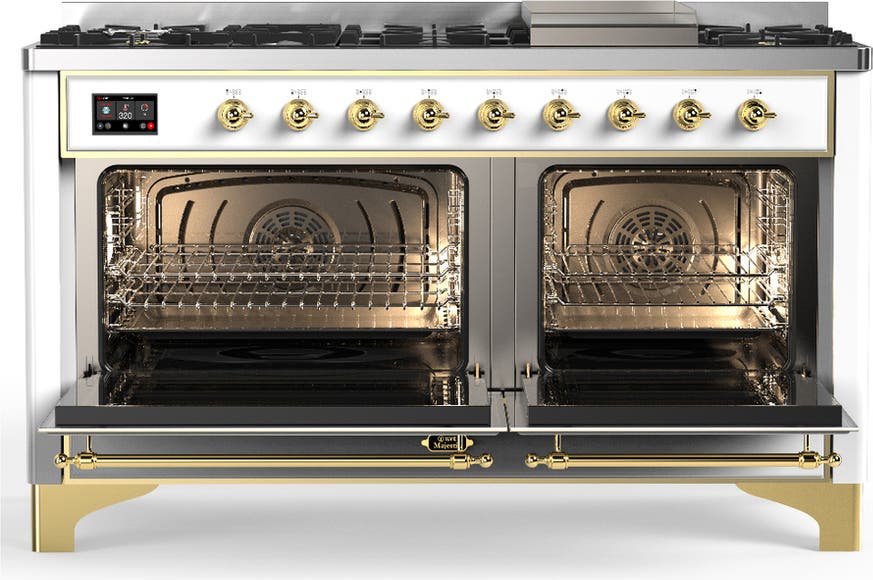 Ilve UM60FNR3WHGLP White With Brass Trim, Liquid Propane