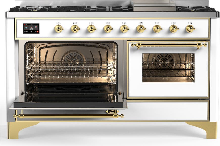 Ilve UM60FNR3WHGLP White With Brass Trim, Liquid Propane