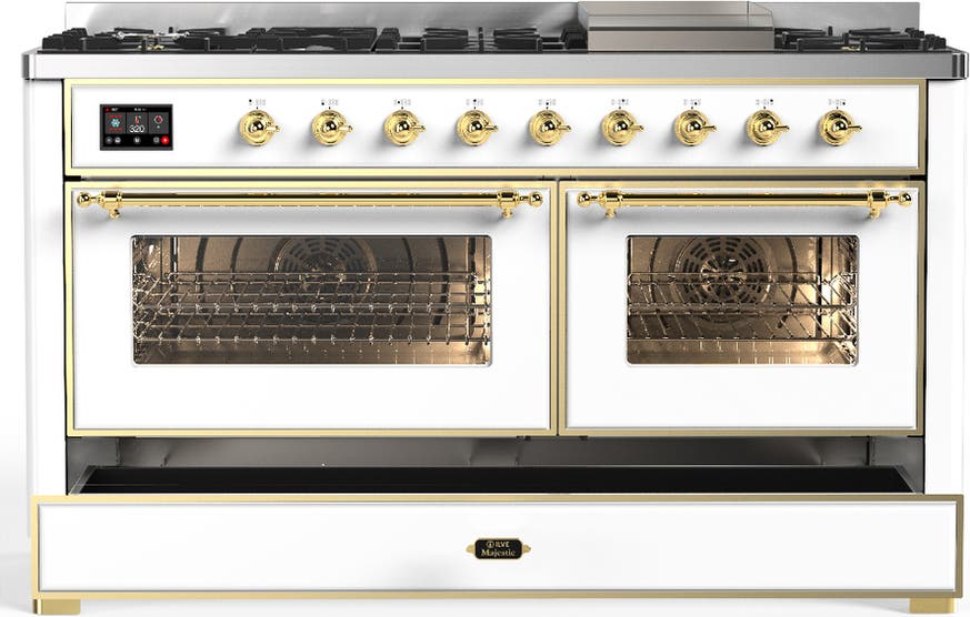 Ilve UM60FNR3WHGLP White With Brass Trim, Liquid Propane
