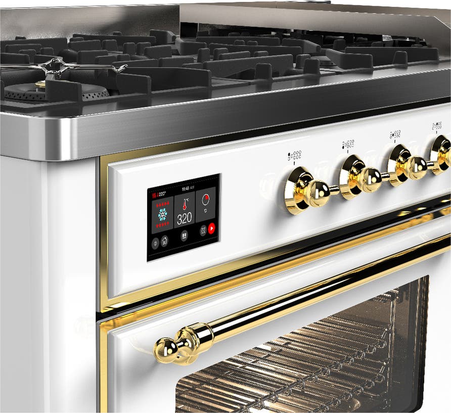 Ilve UM60FNR3WHGLP White With Brass Trim, Liquid Propane