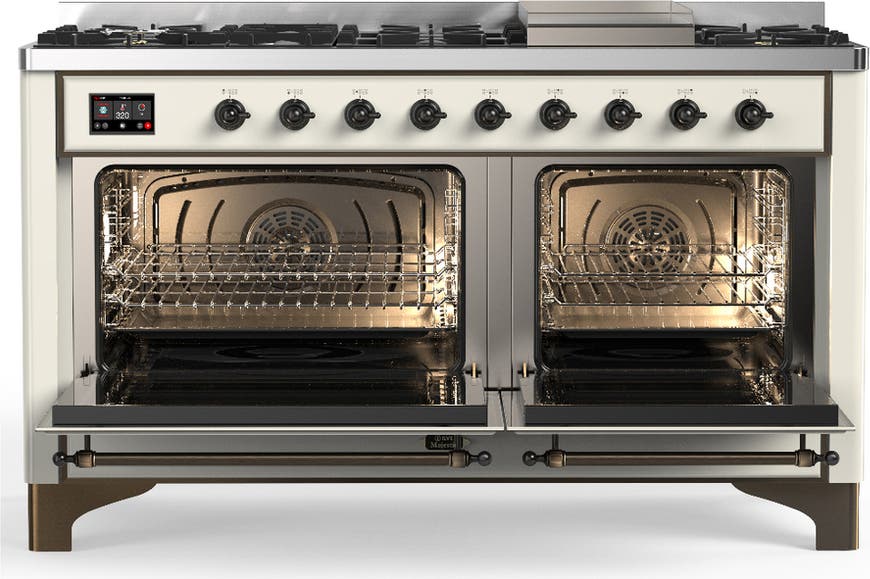 Ilve UM60FQNR3AWBLP Antique White With Burnished Trim, Liquid Propane