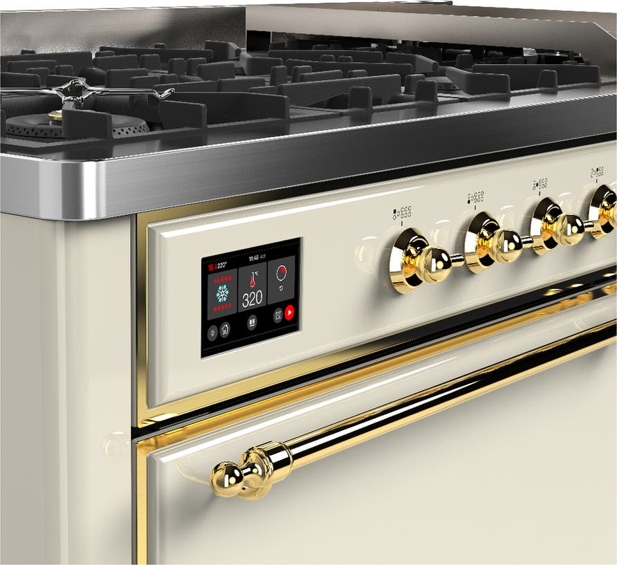 Ilve UM60FQNR3AWGLP Antique White With Brass Trim, Liquid Propane