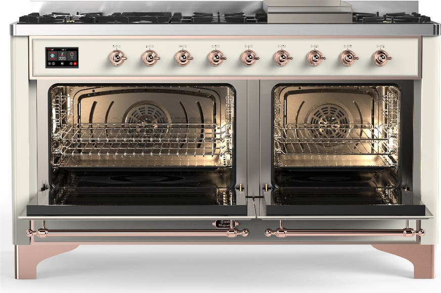 Ilve UM60FQNR3AWP Antique White With Copper Trim, Natural Gas