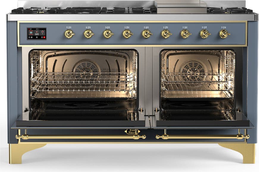 Ilve UM60FQNR3BGGLP Blue Grey With Brass Trim, Liquid Propane