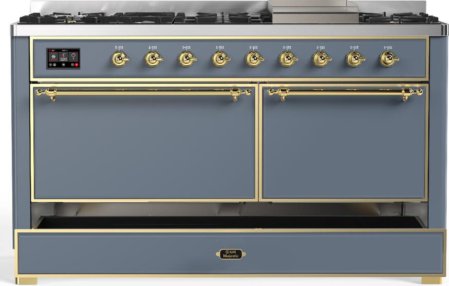Ilve UM60FQNR3BGGLP Blue Grey With Brass Trim, Liquid Propane