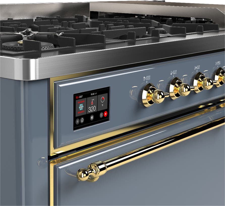 Ilve UM60FQNR3BGGLP Blue Grey With Brass Trim, Liquid Propane