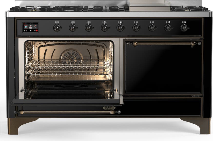 Ilve UM60FQNR3BKB Glossy Black With Burnished Trim, Natural Gas