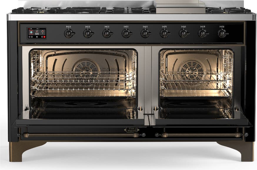 Ilve UM60FQNR3BKBLP Glossy Black With Burnished Trim, Liquid Propane