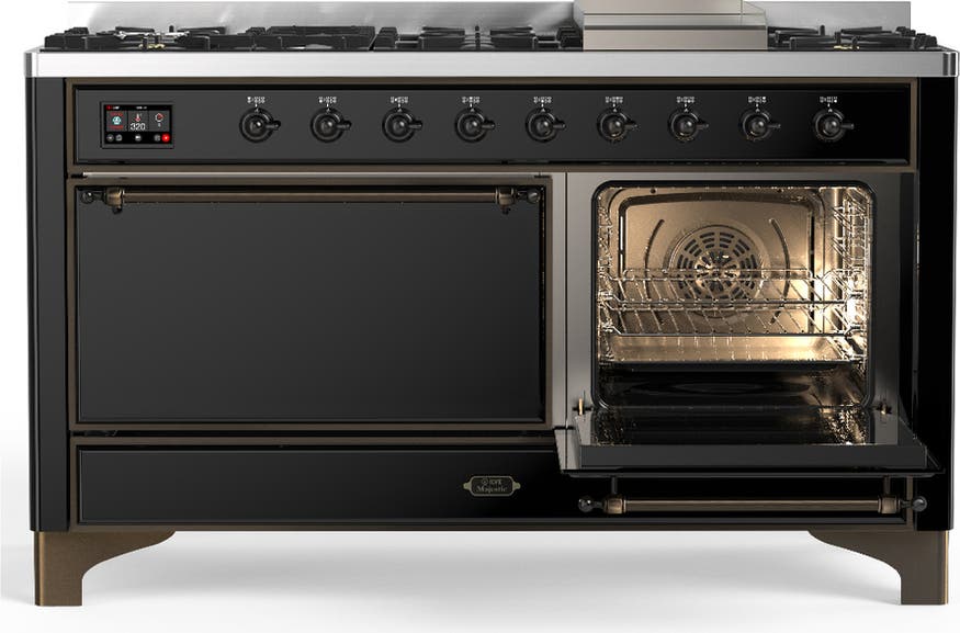 Ilve UM60FQNR3BKBLP Glossy Black With Burnished Trim, Liquid Propane