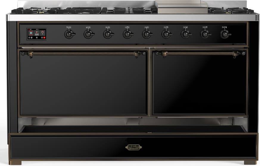 Ilve UM60FQNR3BKBLP Glossy Black With Burnished Trim, Liquid Propane