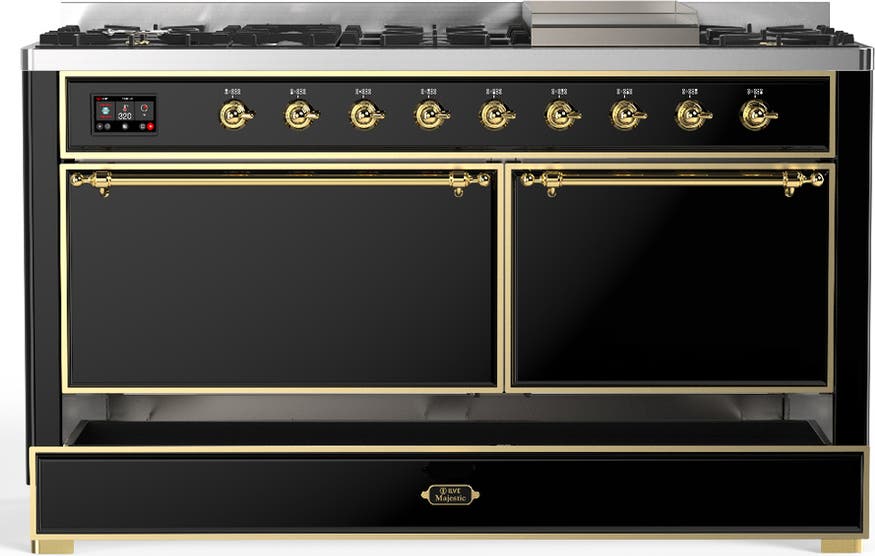 Ilve UM60FQNR3BKG Glossy Black With Brass Trim, Natural Gas