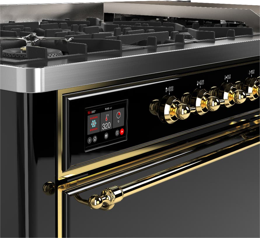 Ilve UM60FQNR3BKG Glossy Black With Brass Trim, Natural Gas