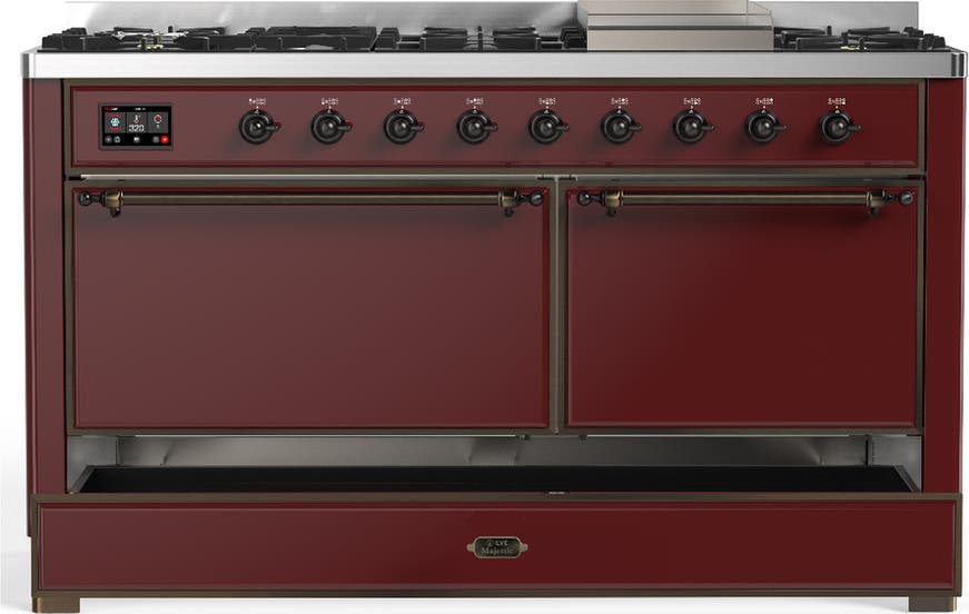 Ilve UM60FQNR3BUB Burgundy With Burnished Trim, Natural Gas