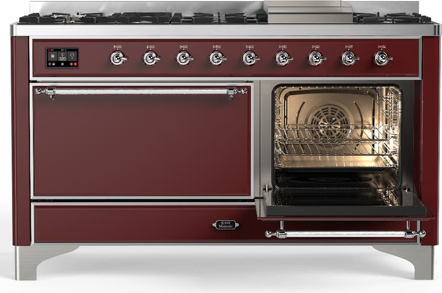 Ilve UM60FQNR3BUC Burgundy With Chrome Trim, Natural Gas