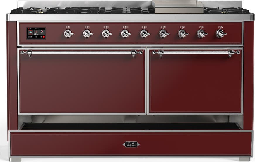 Ilve UM60FQNR3BUCLP Burgundy With Chrome Trim, Liquid Propane