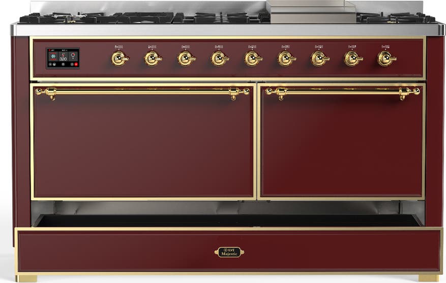 Ilve UM60FQNR3BUG Burgundy With Brass Trim, Natural Gas