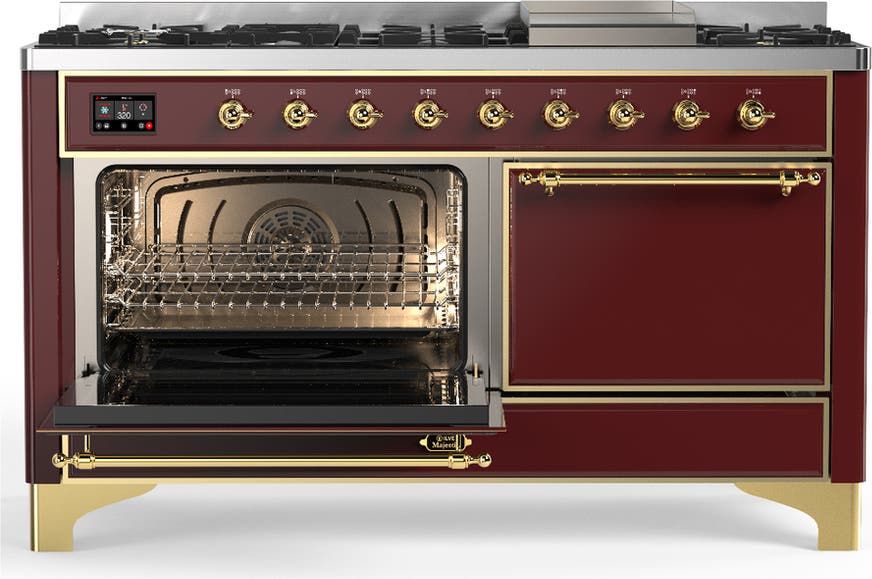 Ilve UM60FQNR3BUGLP Burgundy With Brass Trim, Liquid Propane