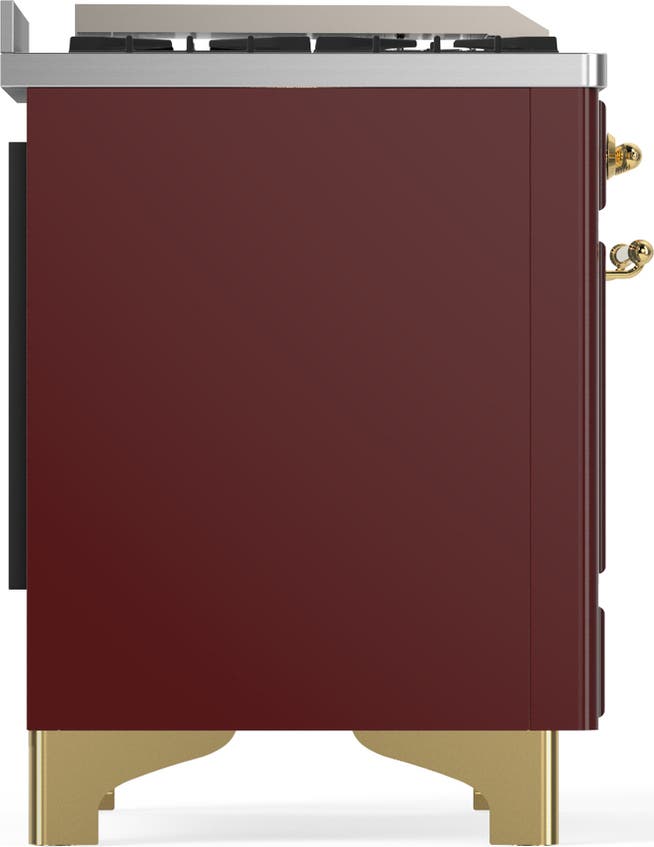 Ilve UM60FQNR3BUGLP Burgundy With Brass Trim, Liquid Propane