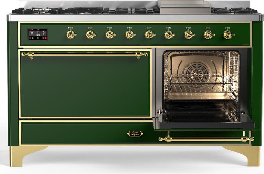 Ilve UM60FQNR3EGG Emerald Green With Brass Trim, Natural Gas