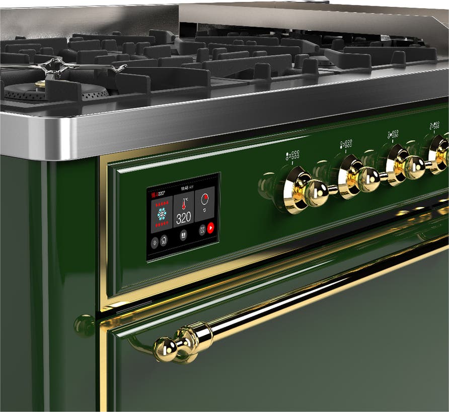 Ilve UM60FQNR3EGG Emerald Green With Brass Trim, Natural Gas