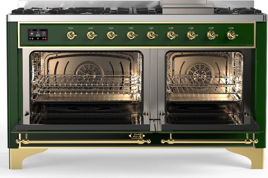 Ilve UM60FQNR3EGGLP Emerald Green With Brass Trim, Liquid Propane