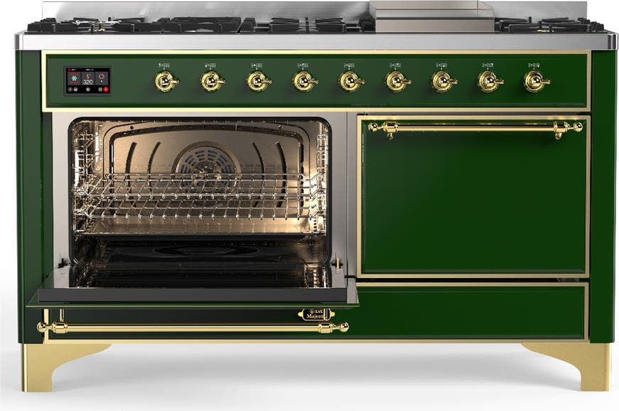 Ilve UM60FQNR3EGGLP Emerald Green With Brass Trim, Liquid Propane