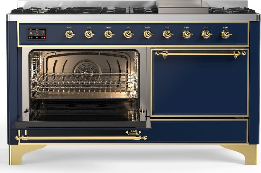 Ilve UM60FQNR3MBGLP Midnight Blue With Brass Trim, Liquid Propane