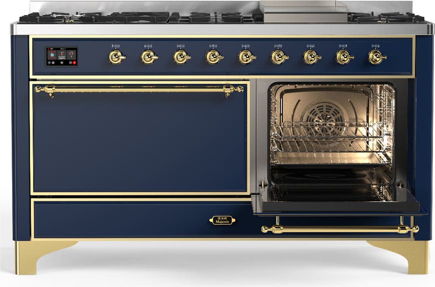 Ilve UM60FQNR3MBGLP Midnight Blue With Brass Trim, Liquid Propane