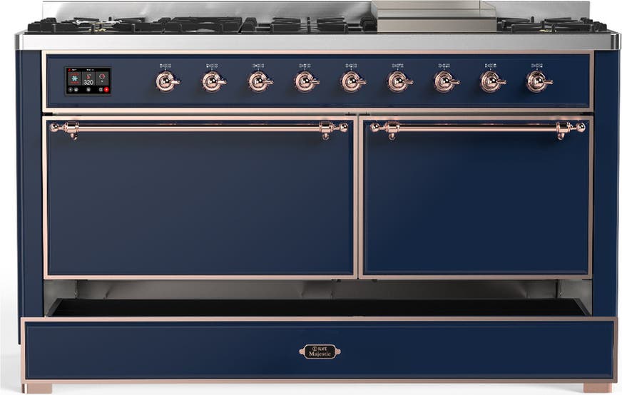 Ilve UM60FQNR3MBP Midnight Blue With Copper Trim, Natural Gas
