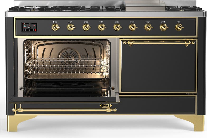 Ilve UM60FQNR3MGGLP Matte Graphite With Brass Trim, Liquid Propane