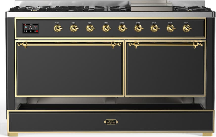 Ilve UM60FQNR3MGGLP Matte Graphite With Brass Trim, Liquid Propane