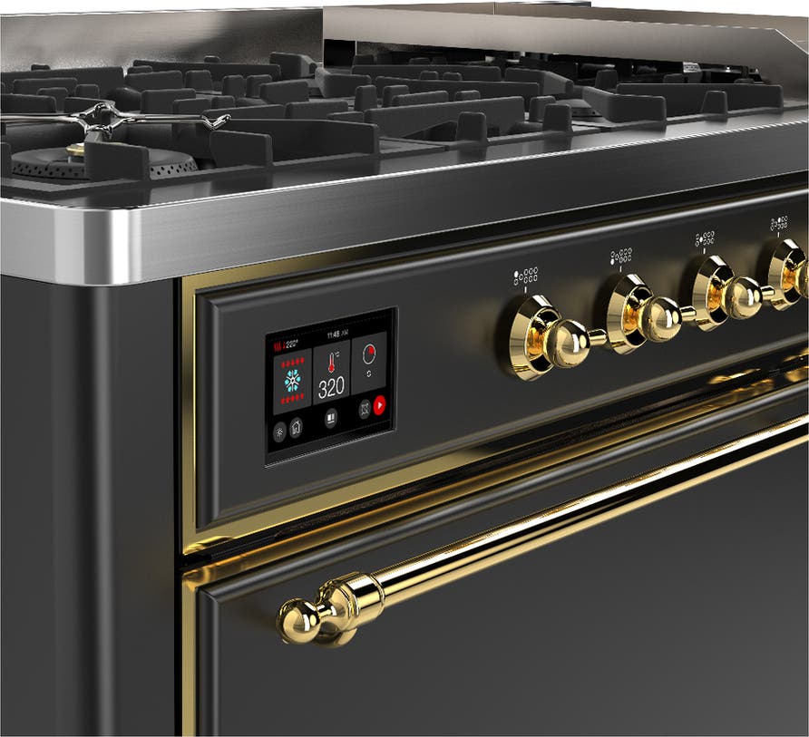 Ilve UM60FQNR3MGGLP Matte Graphite With Brass Trim, Liquid Propane