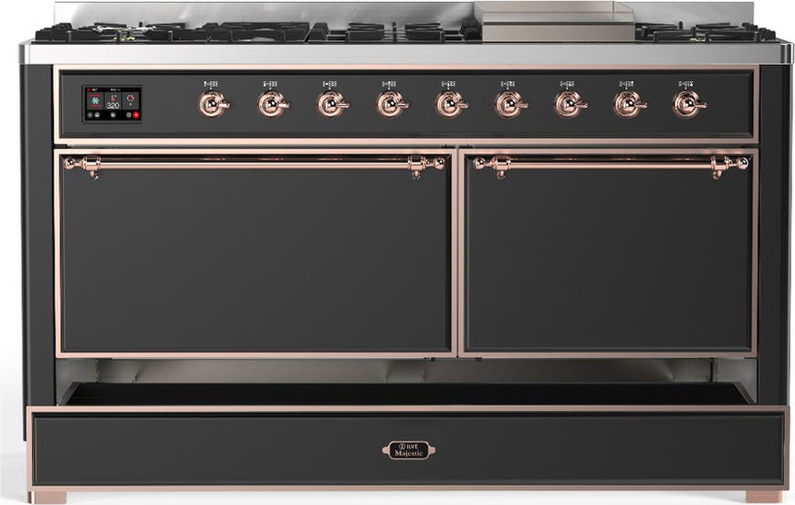 Ilve UM60FQNR3MGP Matte Graphite With Copper Trim, Natural Gas