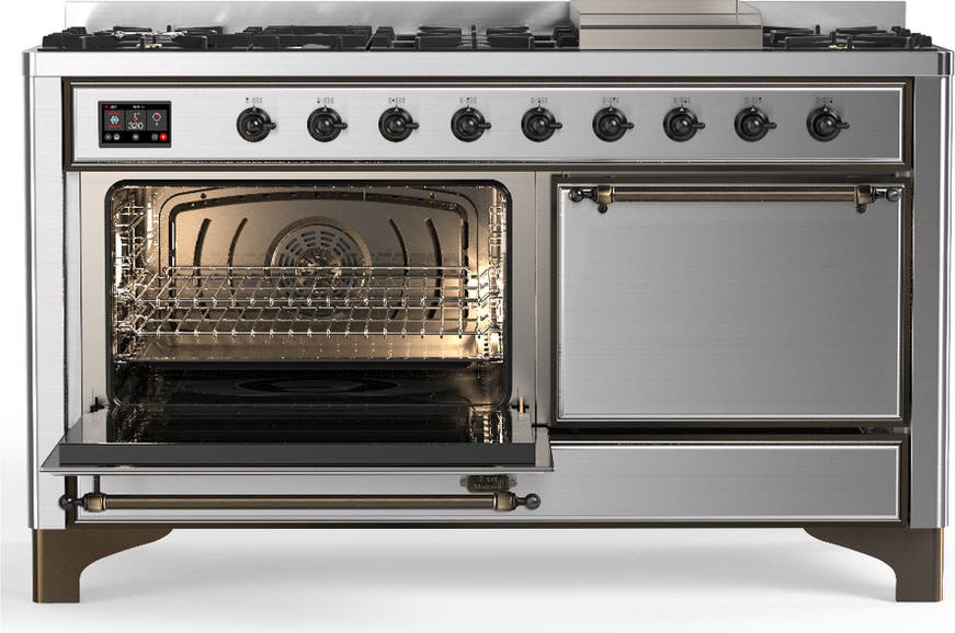 Ilve UM60FQNR3SSB Stainless Steel With Burnished Trim, Natural Gas