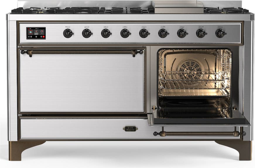 Ilve UM60FQNR3SSB Stainless Steel With Burnished Trim, Natural Gas