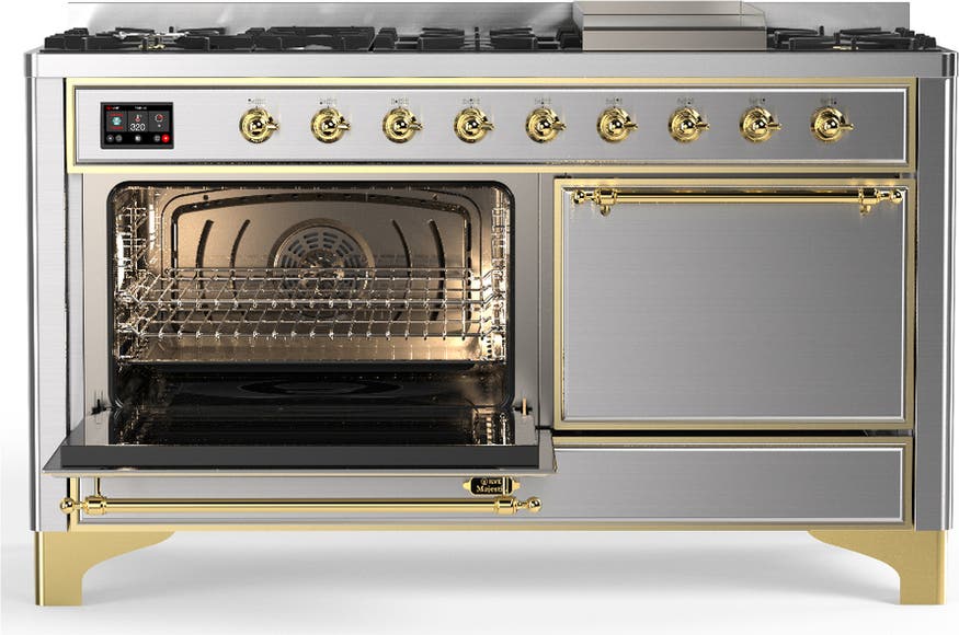 Ilve UM60FQNR3SSG Stainless Steel With Brass Trim, Natural Gas