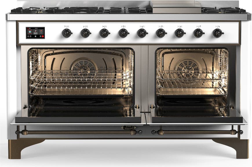 Ilve UM60FQNR3WHBLP White With Burnished Trim, Liquid Propane
