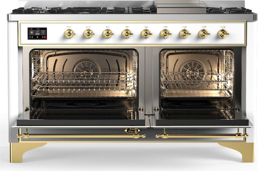 Ilve UM60FQNR3WHGLP White With Brass Trim, Liquid Propane