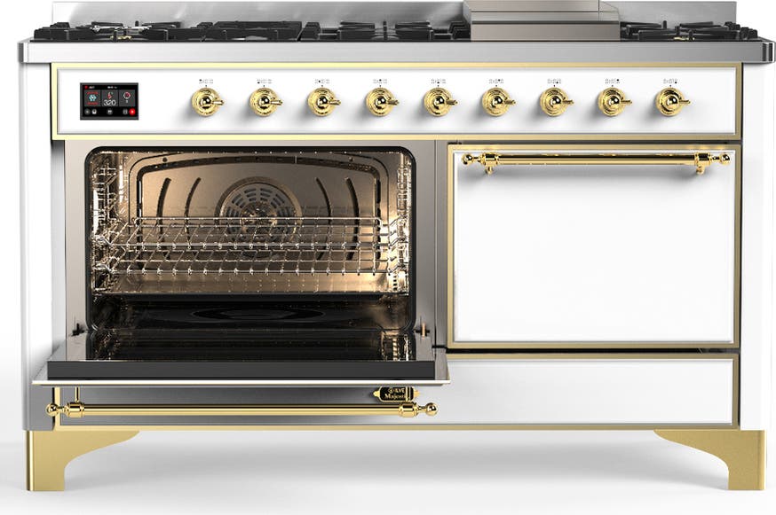 Ilve UM60FQNR3WHGLP White With Brass Trim, Liquid Propane