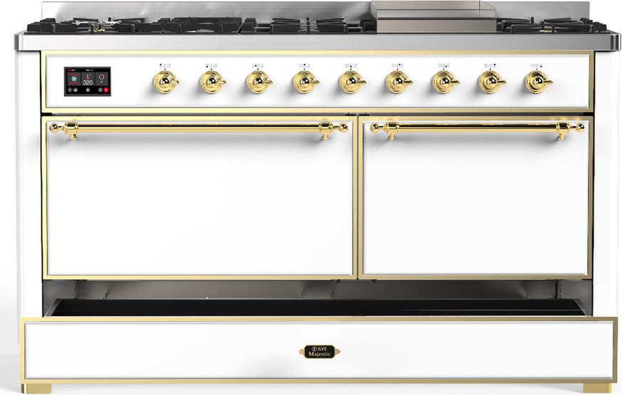 Ilve UM60FQNR3WHGLP White With Brass Trim, Liquid Propane