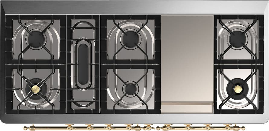 Ilve UM60FQNR3WHGLP White With Brass Trim, Liquid Propane
