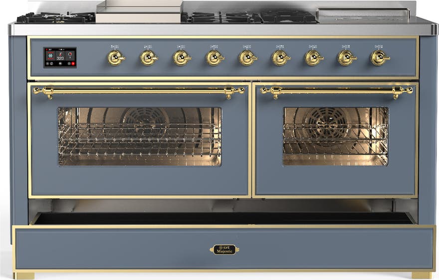 Ilve UM60FSNR3BGGLP Blue Grey Brass Trim, Liquid Propane