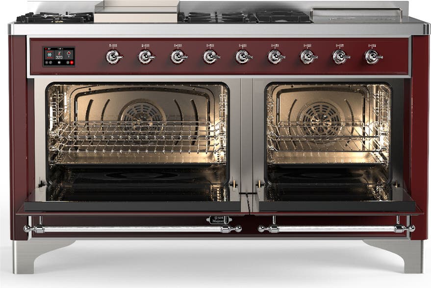 Ilve UM60FSNR3BUCLP Burgundy Chrome Trim, Liquid Propane