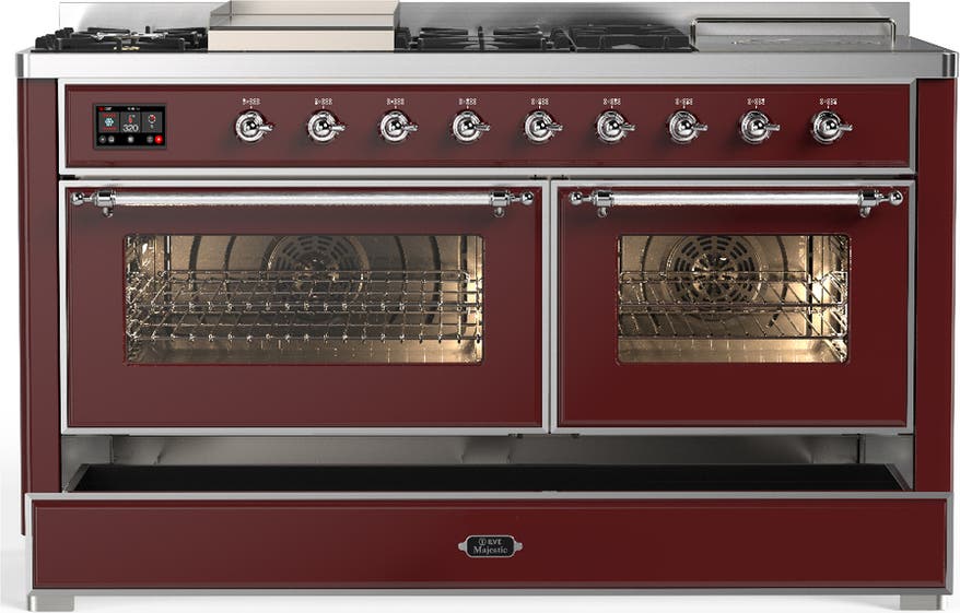 Ilve UM60FSNR3BUCLP Burgundy Chrome Trim, Liquid Propane
