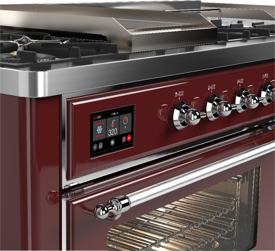 Ilve UM60FSNR3BUCLP Burgundy Chrome Trim, Liquid Propane