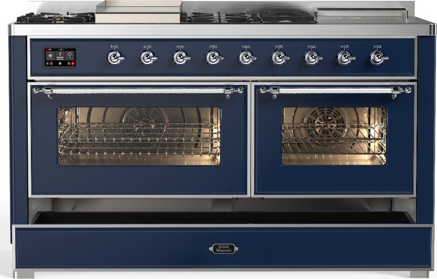 Ilve UM60FSNR3MBCLP Matte Blue Chrome Trim, Liquid Propane